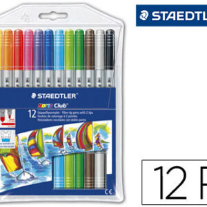 Marcador Staedtler Noris Club Dupla Ponta Caixa de 12 Cores Sortidas