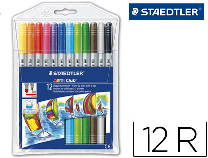 Marcador Staedtler Noris Club Dupla Ponta Caixa de 12 Cores Sortidas
