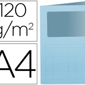 Classificador de Cartolina Din A4 Azul c/ Janela Transparente 120g - Q-Connect