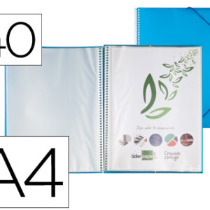 Capa Catalogo c/ Espiral 40 Bolsas Polipropileno Din A4 Azul
