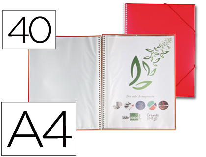 Capa Catalogo c/ Espiral 40 Bolsas Polipropileno Din A4 Vermelho