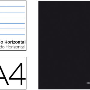 Caderno Escolar Capa Preta A4 80F Pautado Papel 60Gr