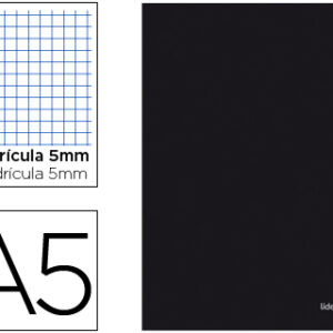 Caderno Escolar Capa Preta A5 80F Quadricula 5mm Papel 60Gr