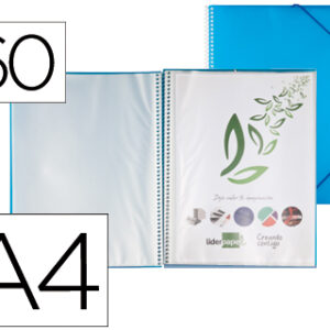 Capa Catalogo c/ Espiral 60 Bolsas Polipropileno Din A4 Azul