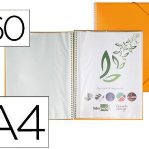 Capa Catalogo c/ Espiral 60 Bolsas Polipropileno Din A4 Laranja