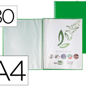 Capa Catalogo c/ Espiral 80 Bolsas Polipropileno Din A4 Verde