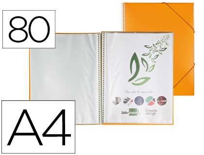 Capa Catalogo c/ Espiral 80 Bolsas Polipropileno Din A4 Laranja