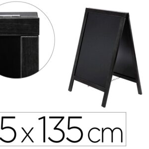 Quadro Preto Cavalete Dupla Face de Madeira c/ Superficie p/ Marcadores 75x135cm