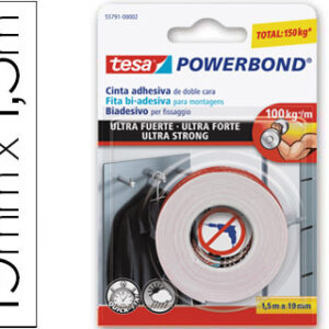 Fita Adesiva Tesa Dupla Face Ultra Strong Extra Forte p/ Interior e Exterior 1,5M X19mm