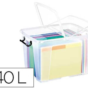 Contentor Cep de Plastico 40 Litros Transparente c/Tampa e Fecho Hermetico 397X498X329 mm