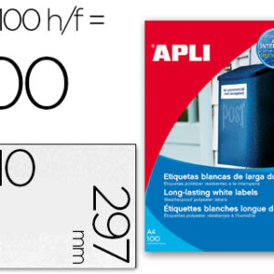 Etiquetas Adesivas Apli 12121 210X297mm Poliester Resistente a Interperie Impressao Laser
