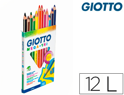 Lápis de Cores Giotto Megatri Caixa de 12 Cores Mina 4,3mm