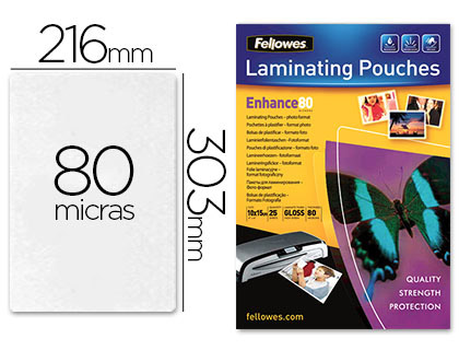 Bolsa de Plastificar Fellowes Brilho Din A4 80 Microns (25 Unidades)