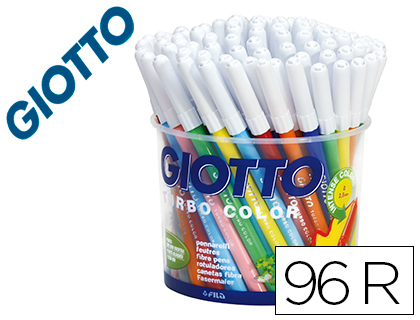Marcador Giotto Turbo Cor 96 Unds. 12 Cores 8 Unid. de Cada Cor Lavaveis c/ Ponta Bloqueada