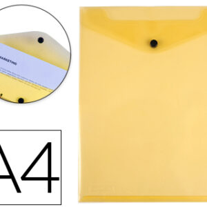 Bolsa Porta Documentos Polipropileno Din A4 Formato Vertical Amarela Transparente