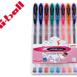 Roller Uni Ball Um-120 Sign0 0,7 mm Tinta Gel Estojo de 8 Cores Basicas