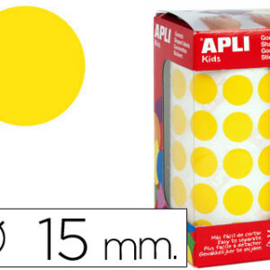 Etiquetas Auto Adesivas Apli Circulares 15 mm Amarelo em Rolo c/ 2832 Unidades