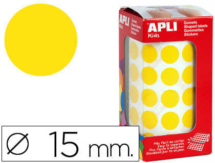 Etiquetas Auto Adesivas Apli Circulares 15 mm Amarelo em Rolo c/ 2832 Unidades