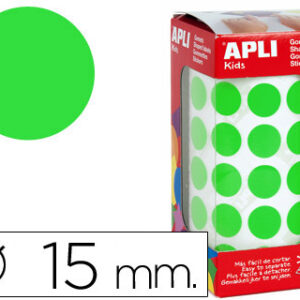 Etiquetas Auto Adesivas Apli Circulares 15 mm Verde em Rolo c/ 2832 Unidades