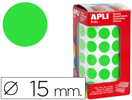 Etiquetas Auto Adesivas Apli Circulares 15 mm Verde em Rolo c/ 2832 Unidades