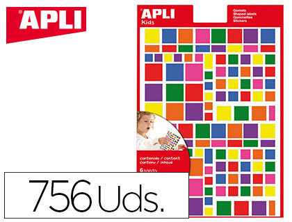 Figuras Apli Auto Adesivas Quadrado Multicolor Blister de 6 Folhas