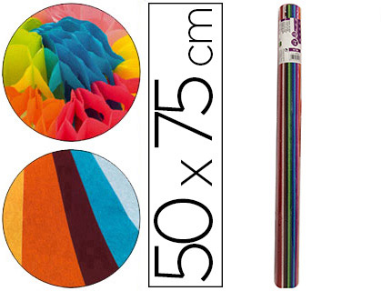 Rolo de Papel Seda 12 Cores Sortidos 17G/M2 de 24 Folhas 50X75cm