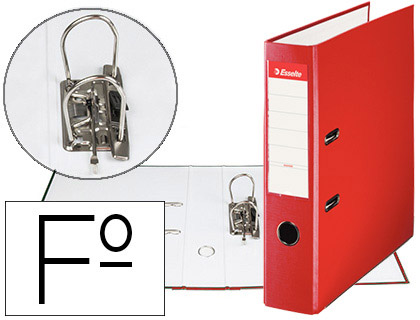 Aquivador de Alavanca Esselte Carton Forrado PVC Folio Lomo de 75mm c/ Rado Vermelho