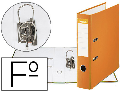 Aquivador de Alavanca Esselte Carton Forrado PVC Folio Lomo de 75mm c/ Rado Laranja