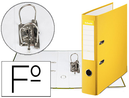 Aquivador de Alavanca Esselte Carton Forrado PVC Folio Lomo de 75mm c/ Rado Amarelo