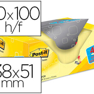 Bloco Notas Adesivas Post-It Super Sticky Amarelo Canario 38X51 mm (20 Unidades) +4 Gratis