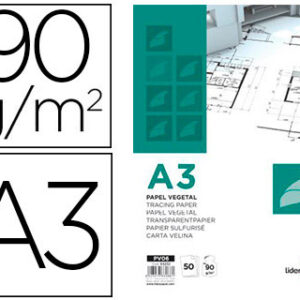 Bloco de Papel Vegetal Colado 297X420mm 50 Folhas 90 G/M2