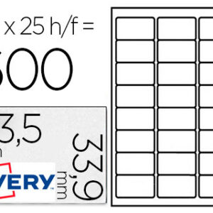 Etiqueta Avery Adesiva p/Congelador Branca 63,5X33,9mm Tinteiro Laser/Fotoco. (600 Unidades)
