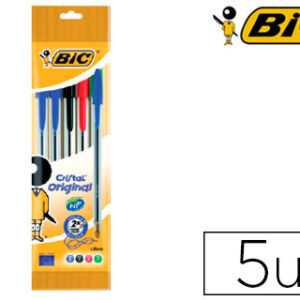 Caneta Bic Cristal Medium (5 Unidades) Cores Sortidas 2 Azul/1 Preto/1 Vermelh /1 Verde
