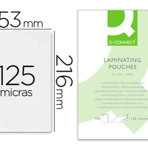 Bolsa de Plastificar Q-Connect 153 X 216 mm 125 Microns Din A5 (100 Unidades)