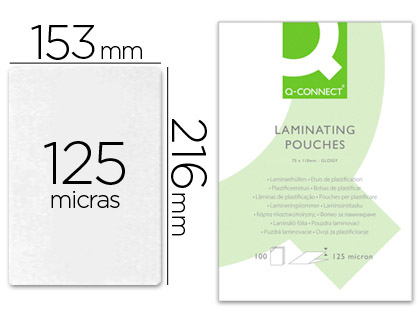 Bolsa de Plastificar Q-Connect 153 X 216 mm 125 Microns Din A5 (100 Unidades)