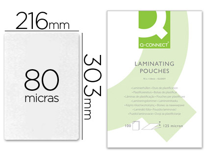 Bolsa de Plastificar Q-Connect 303 X 216 mm 80 Microns Din A4 (100 Unidades)