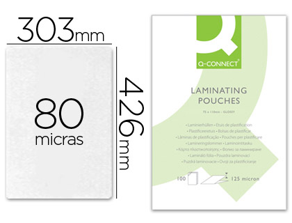 Bolsa de Plastificar Q-Connect 303 X 426 mm 80 Microns Din A3 (100 Unidades)