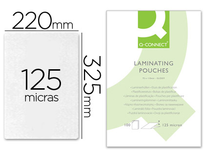 Bolsa de Plastificar Q-Connect 325 X 220 mm 125 Microns Folio (100 Unidades)