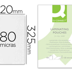 Bolsa de Plastificar Q-Connect 325 X 220 mm 80 Microns Folio (100 Unidades)