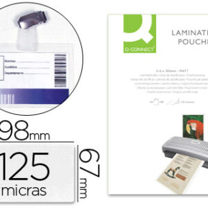 Bolsa de Plastificar Q-Connect 67X98 mm 125 Microns c/ Mola p/ Cartoes de Visita (25 Unidades)