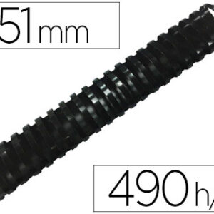 Lombada Q-Connect Plastica Redonda de 51 mm Preta Capacidadee 490 Folhas (10 Unidades)