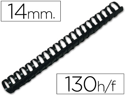 Espiral Q-Connect Redondo 14 mm Plastico Preto Capacidadee 130 Folhas (100 Unidades)
