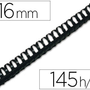 Lombada Q-Connect Plastica Redonda de 16 mm Branca Capacidadee 145 Folhas (50 Unidades)