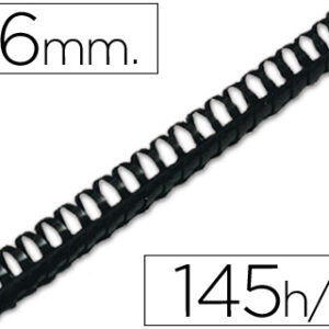 Espiral Q-Connect Redondo 16 mm Plastico Preto Capacidadee 145 Folhas (50 Unidades)
