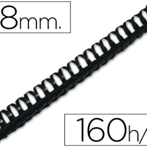 Espiral Q-Connect Redondo 18 mm Plastico Preto Capacidadee 160 Folhas (50 Unidades)