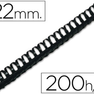 Espiral Q-Connect Redondo 22 mm Plastico Preto Capacidadee 200 Folhas (50 Unidades)