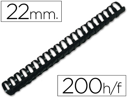 Espiral Q-Connect Redondo 22 mm Plastico Preto Capacidadee 200 Folhas (50 Unidades)