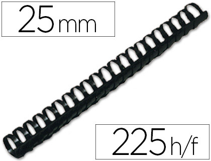 Lombada Q-Connect Plastica Redonda de 25 mm Capacidadee 225 Folhas (50 Unidades)