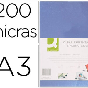 Capa de Encadernacao Q-Connect PVC Din A3 Incolor 200 Microns (100 Unidades)