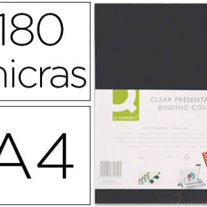 Capa de Encadernacao Q-Connect PVC Din A4 Opaca Preta 200 Microns (100 Unidades)